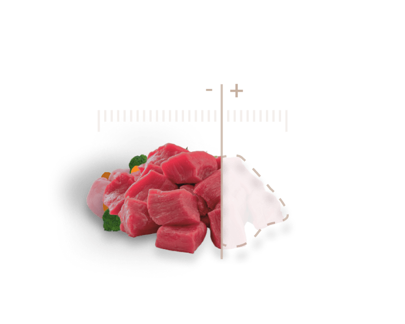 Chunks of raw meat showing tailored portion sizes